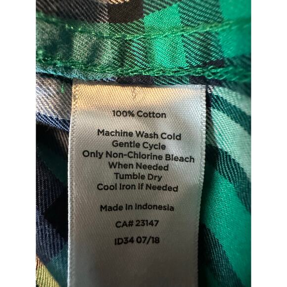 Talbots Button Up Shirt Womens Size Lp Green Plaid Work Career Tartan Blouse Top - Picture 6 of 6